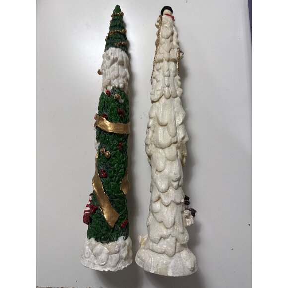 2 Vintage Christmas Santa Pencil Primitive Folk Art Collectible Resin Figurines - Picture 2 of 9